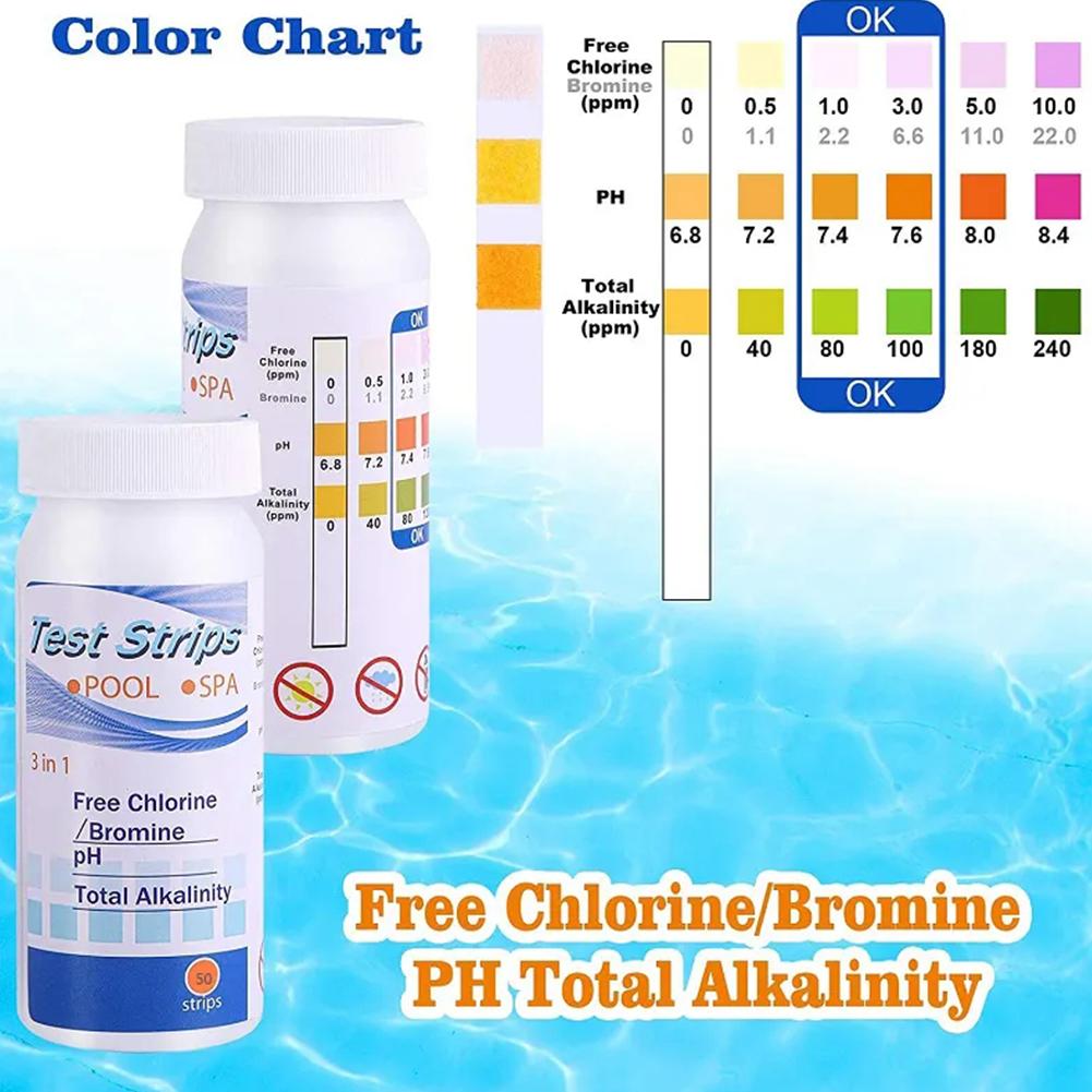 Water Testing Kit - 50pcs Chlorine PH Test Strips SPA