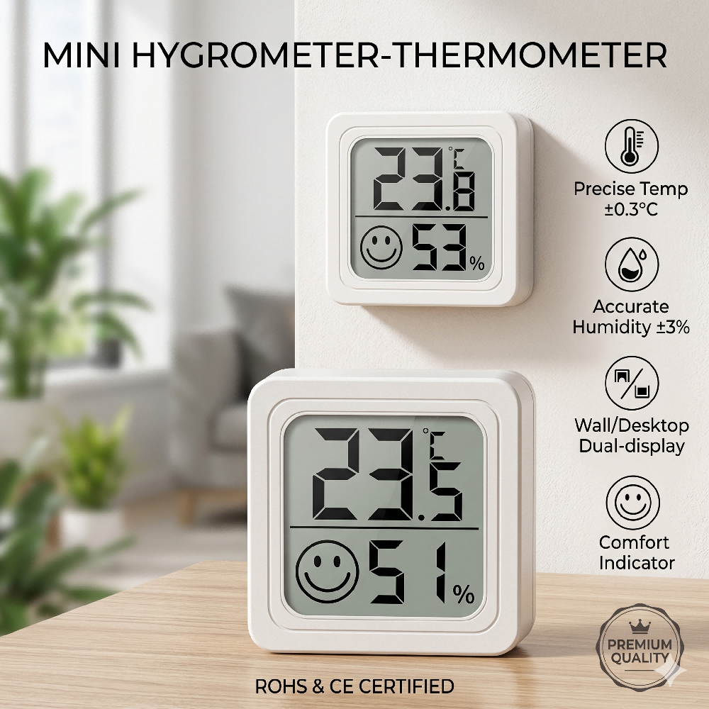 Mini LCD Digital Thermometer H - Weather Station Indoor ulasan dan harga