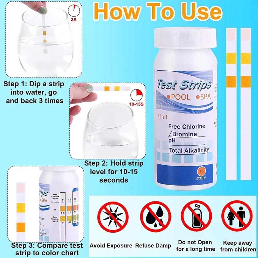 50pcs Chlorine PH Test Strips  - Water Testing Kit ulasan dan harga