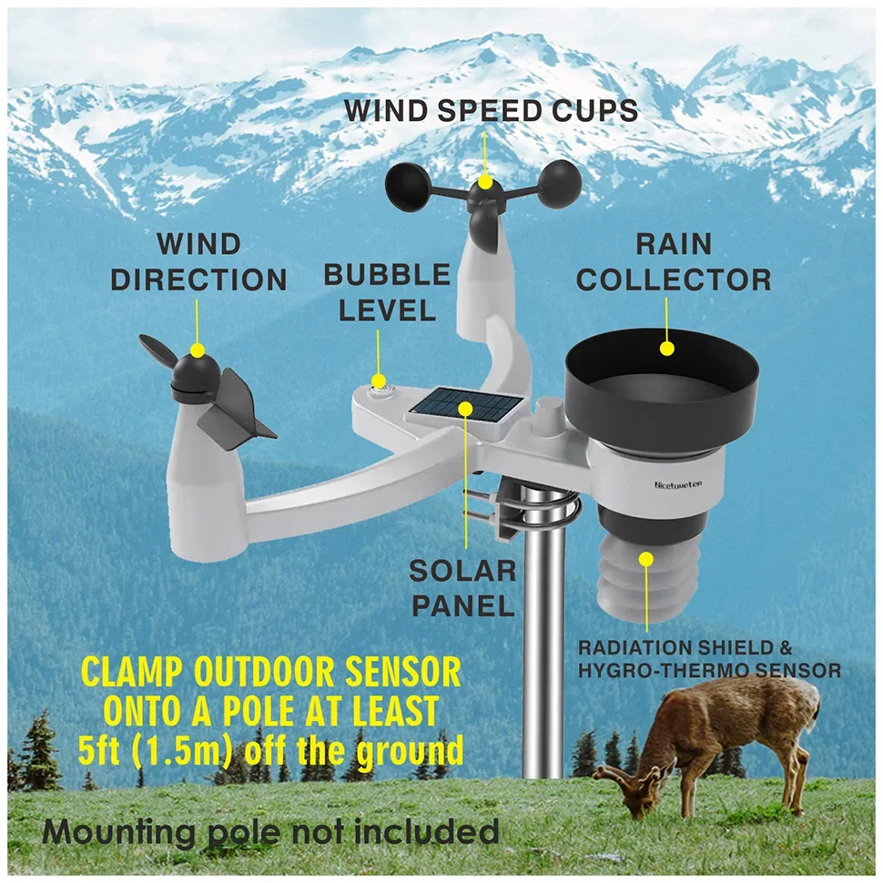 Outdoor Wind Speed Rainfall Wi - Weather Station Indoor ulasan dan harga