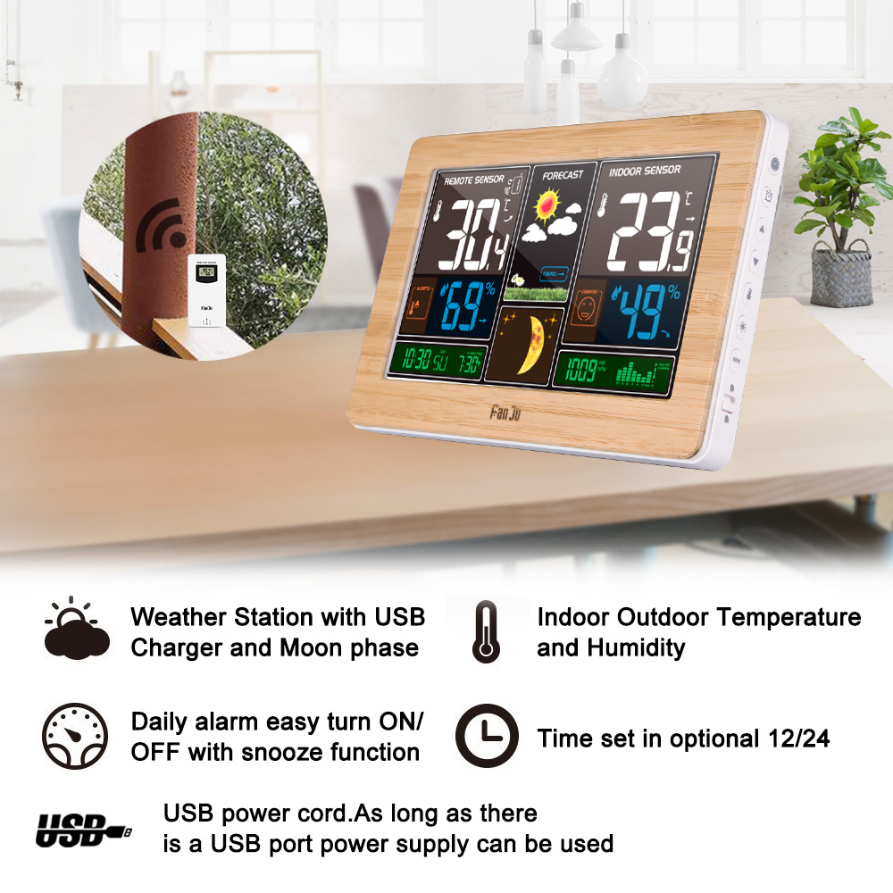 FanJu FJ3378 Digital Alarm Clo - Weather Station Indoor ulasan dan harga