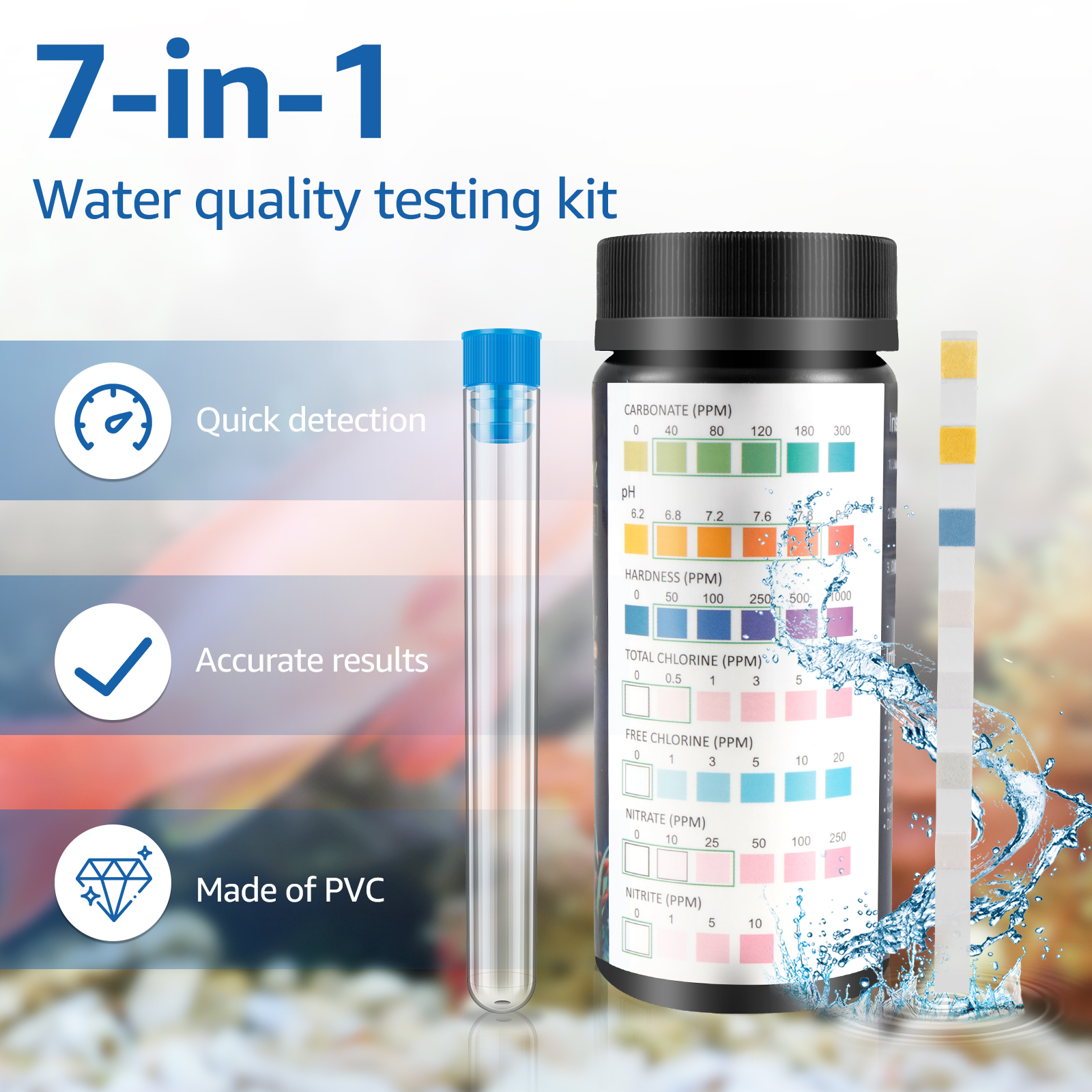 100Pcs 7 in 1 Aquarium Test St - Water Testing Kit ulasan dan harga