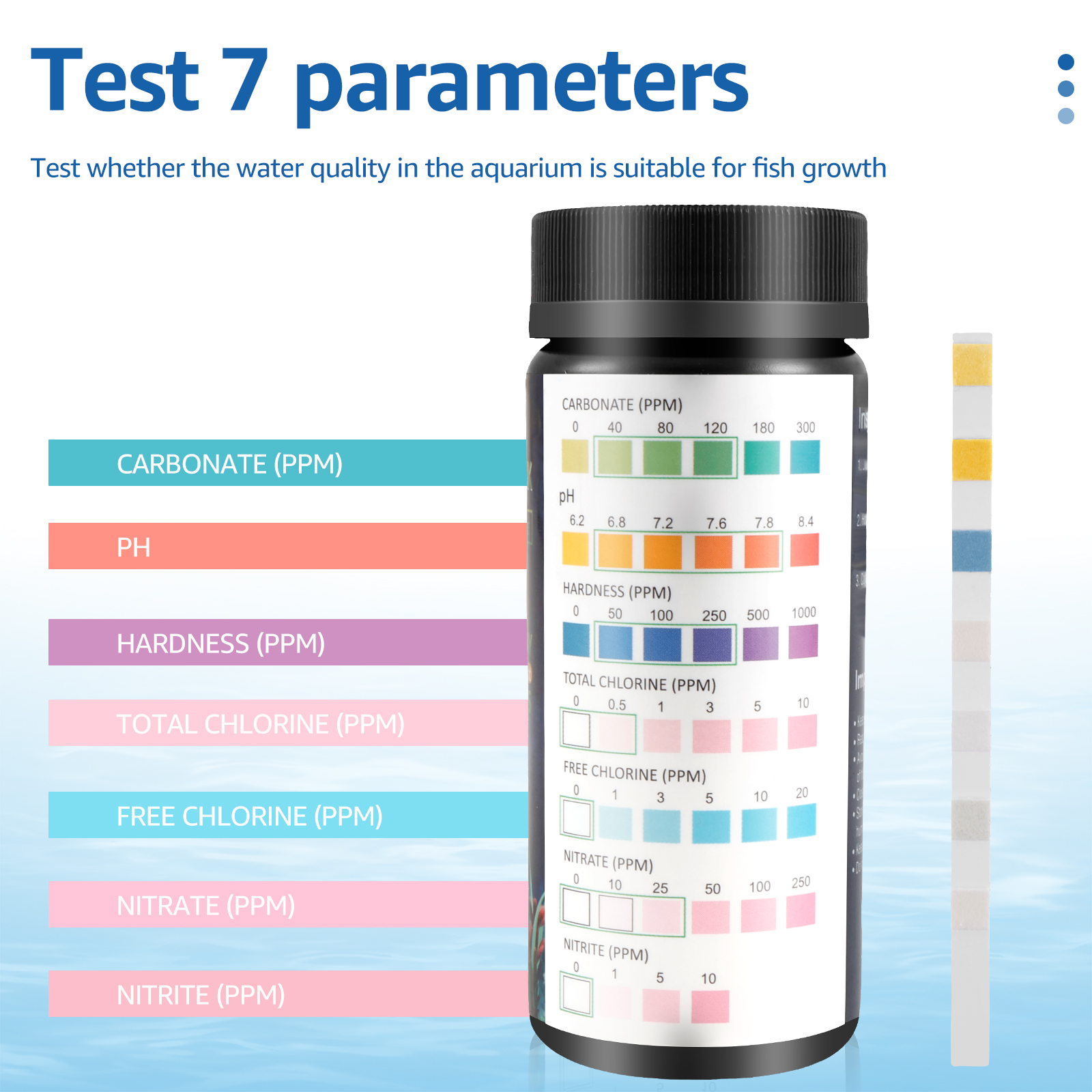 100Pcs 7 in 1 Aquarium Test St - Water Testing Kit ulasan dan harga