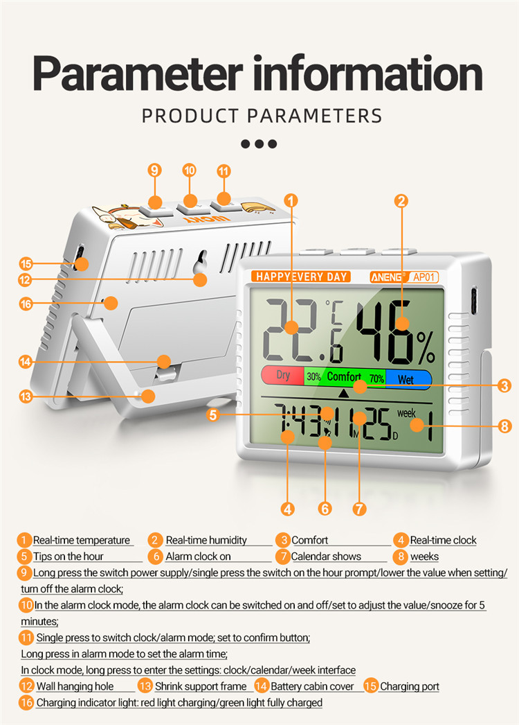 Intelligent Air Thermometer Hy - Weather Station Indoor ulasan dan harga